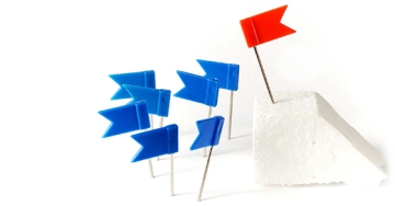 red flag with blue flags