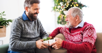 father and son at christmas