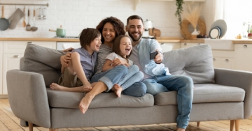 family on couch