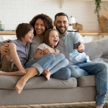 family on couch