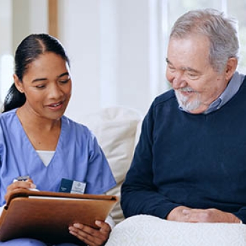 nurse and elderly man