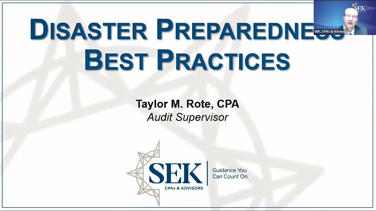 Disaster Preparedness Best Practices - July 29, 2020