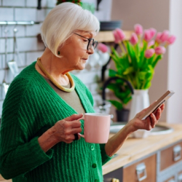 woman looking at phone