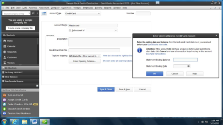 Setting your credit card accounts correctly in the Chart of Accounts